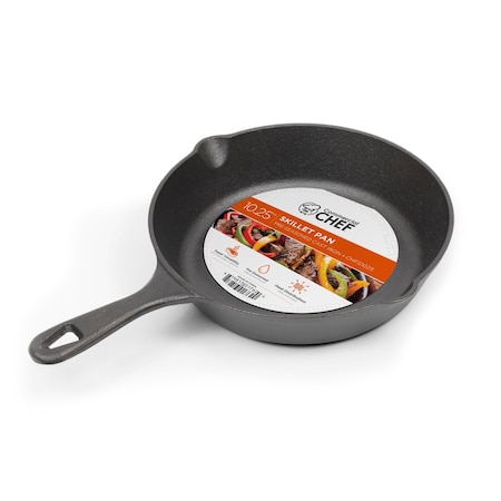 Commercial Chef 10.25'' Preseasoned Cast Iron Skillet, Cast Iron Pan with Dual Pour Spouts CHFS1025